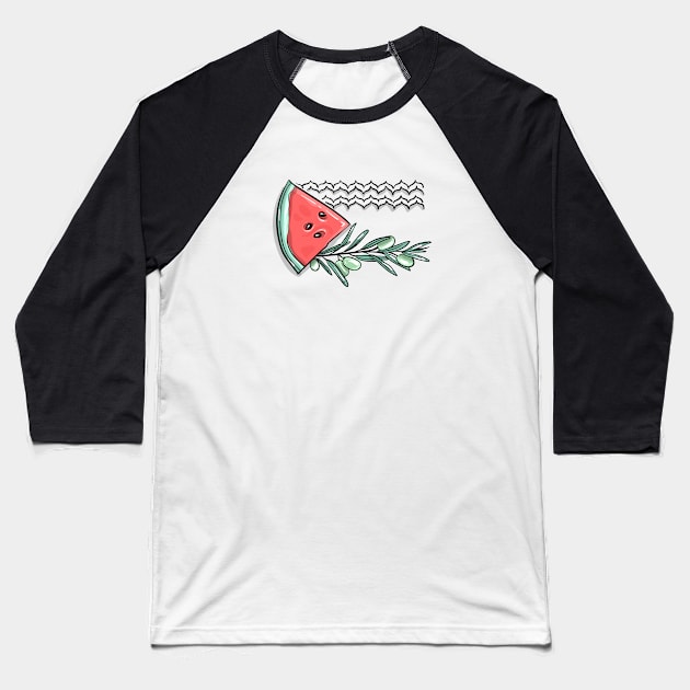 watermelon flag (colored) Baseball T-Shirt by Asome